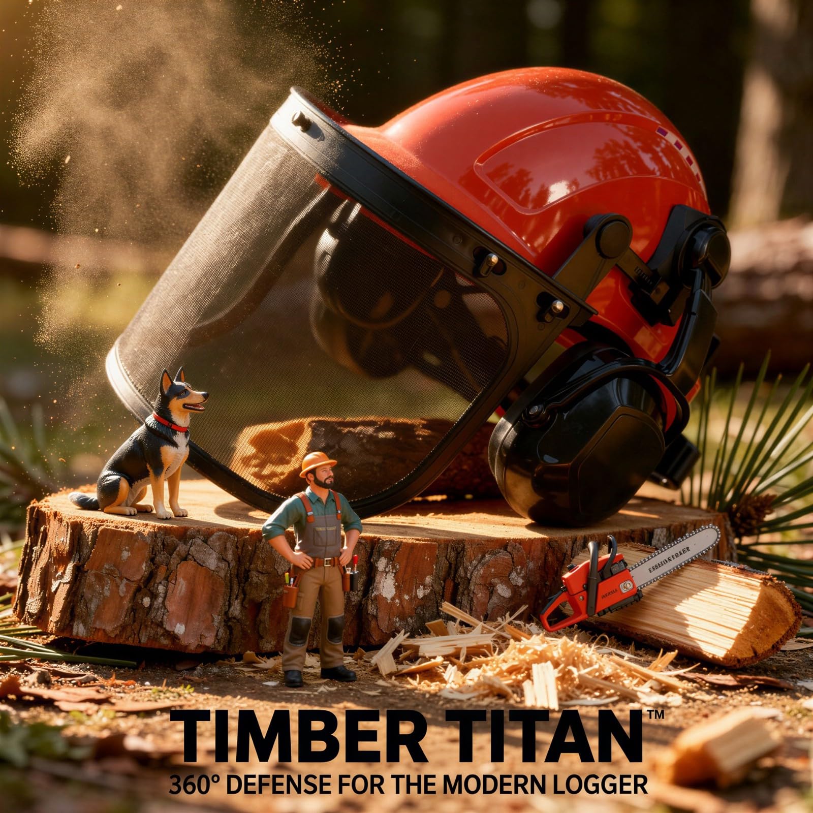 Kettensägenhelm mit Gesichtsschutz und Ohrenschützern, Industriehelm für Forst- und Holzfällarbeiten, Verstellbarer Schutzhelm 20,8-24,8 in, mit Mesh-Visier und SNR 30 dB Gehörschutz