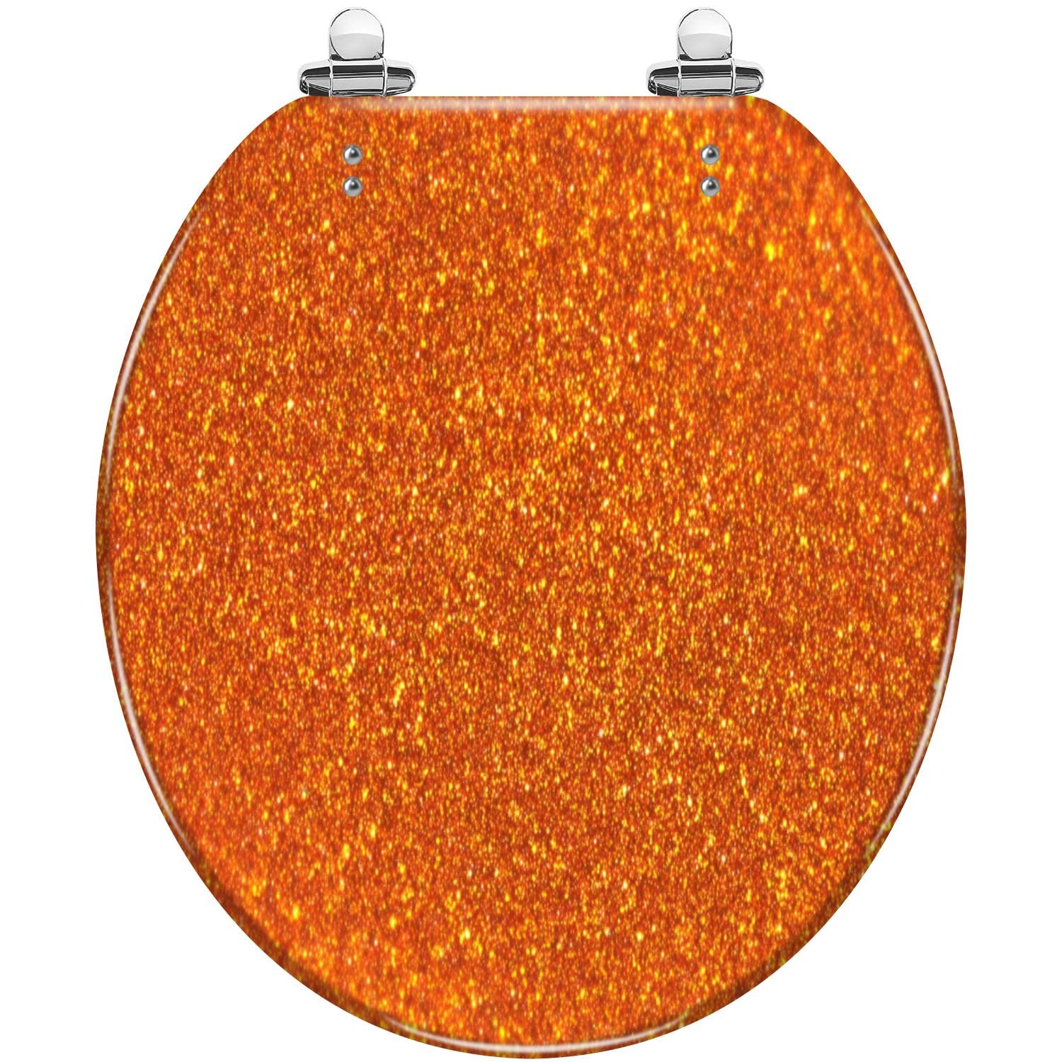 Glitterharz-Toilettensitz, rund, langsames Schließen, Schnellverschluss, leicht zu reinigen, Badezimmer-Upgrade, leiser Verschluss, stilvolle Dekoration für Zuhause, langlebiges und elegantes Design