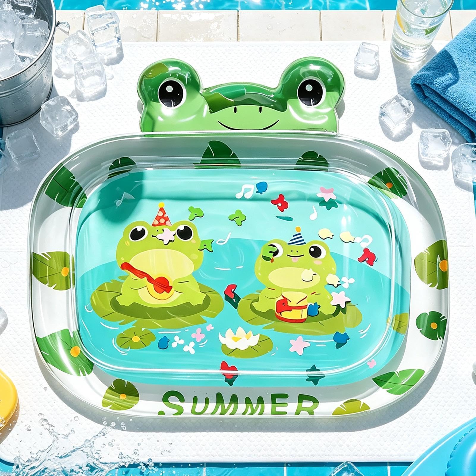 Mata wodna dla dzieci Szczelna Wodoodporna Przenośna Składana Żaba | Mata sensoryczna dla dzieci na lato, w domu i poza domem, podczas kempingu, do parku, w podróży, do