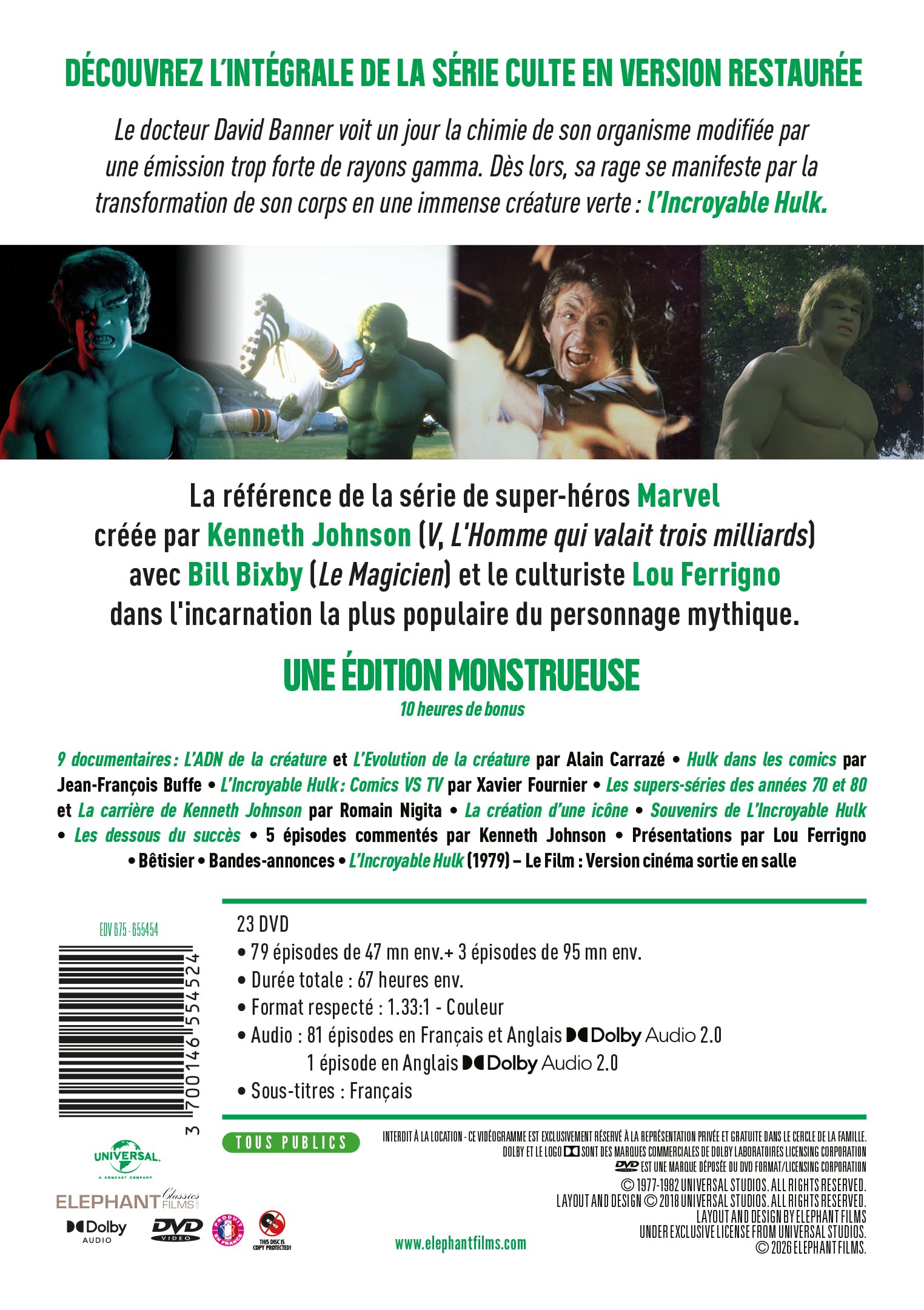[Elephant Films] Edition officielle française - L'Incroyable Hulk - L'intégrale de la série - Edition spéciale - Coffret 23 DVD