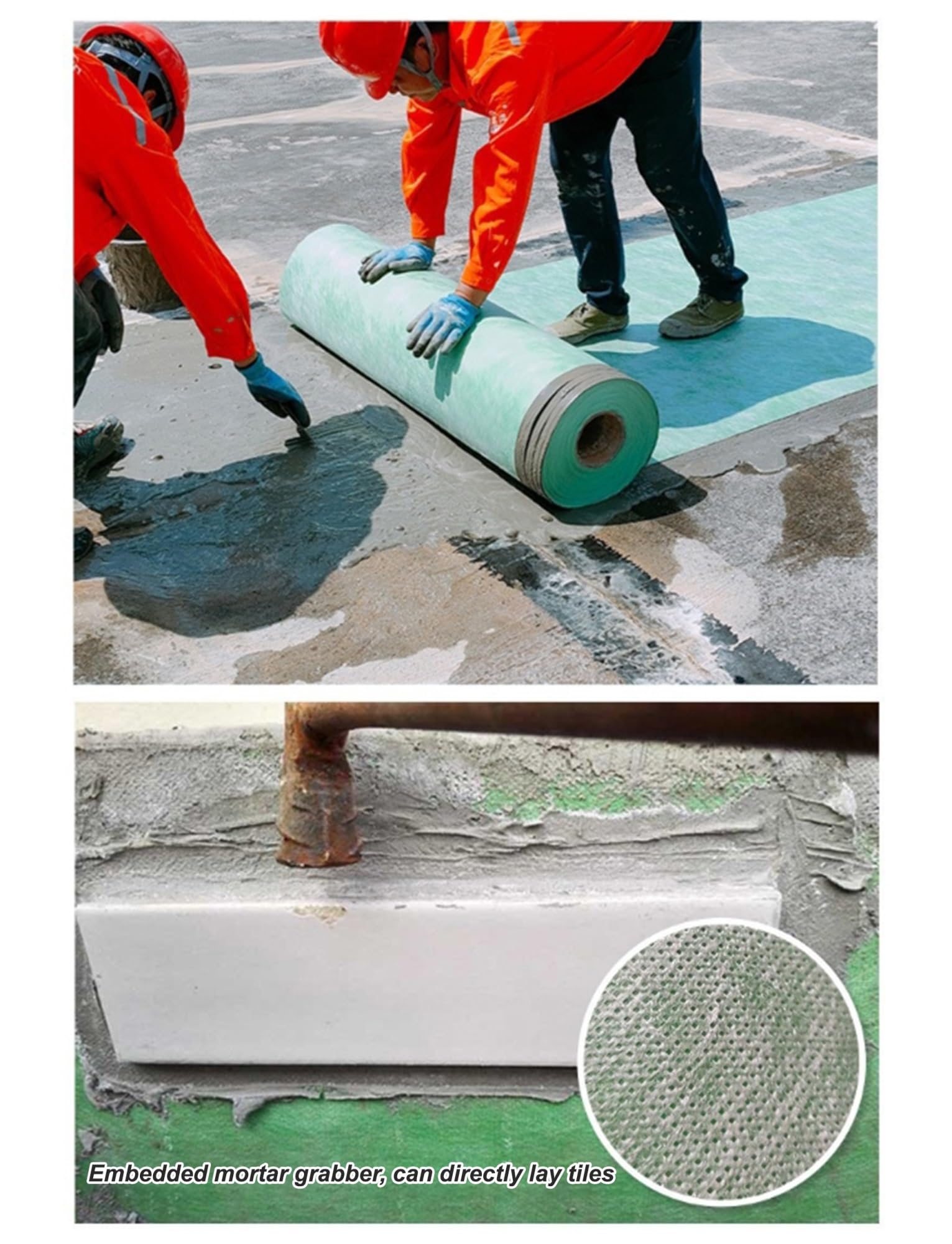 Membrana de tela de polietileno desacoplable de 1,2 x 8,6 m, impermeabilizante, para bañeras, duchas, paredes, suelos
