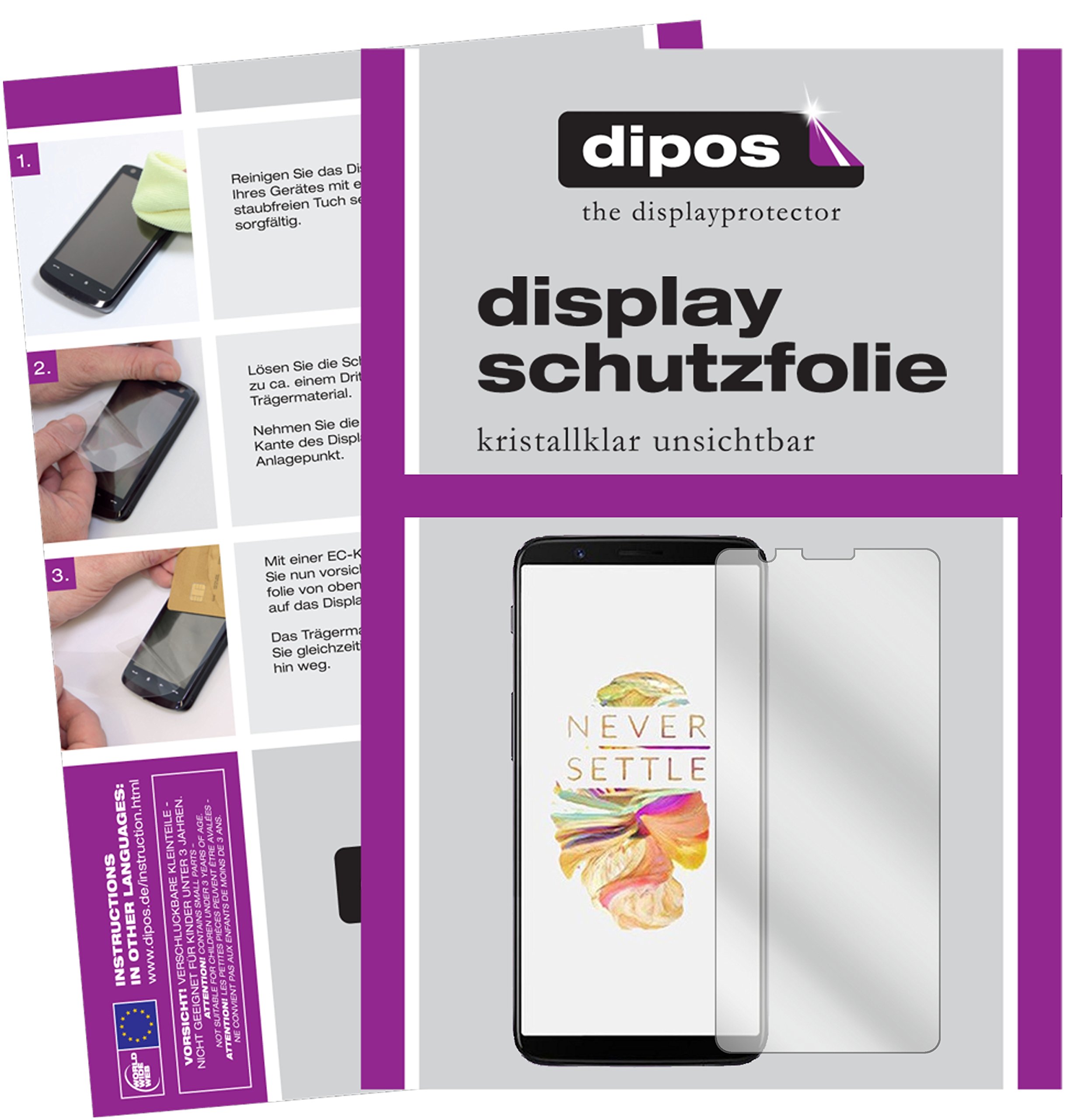 Dipos Pellicola Protettiva In Vetro Per OnePlus 7T - 2 Pezzi, Qualità HD, Anti Graffio, Made In Germany - 5