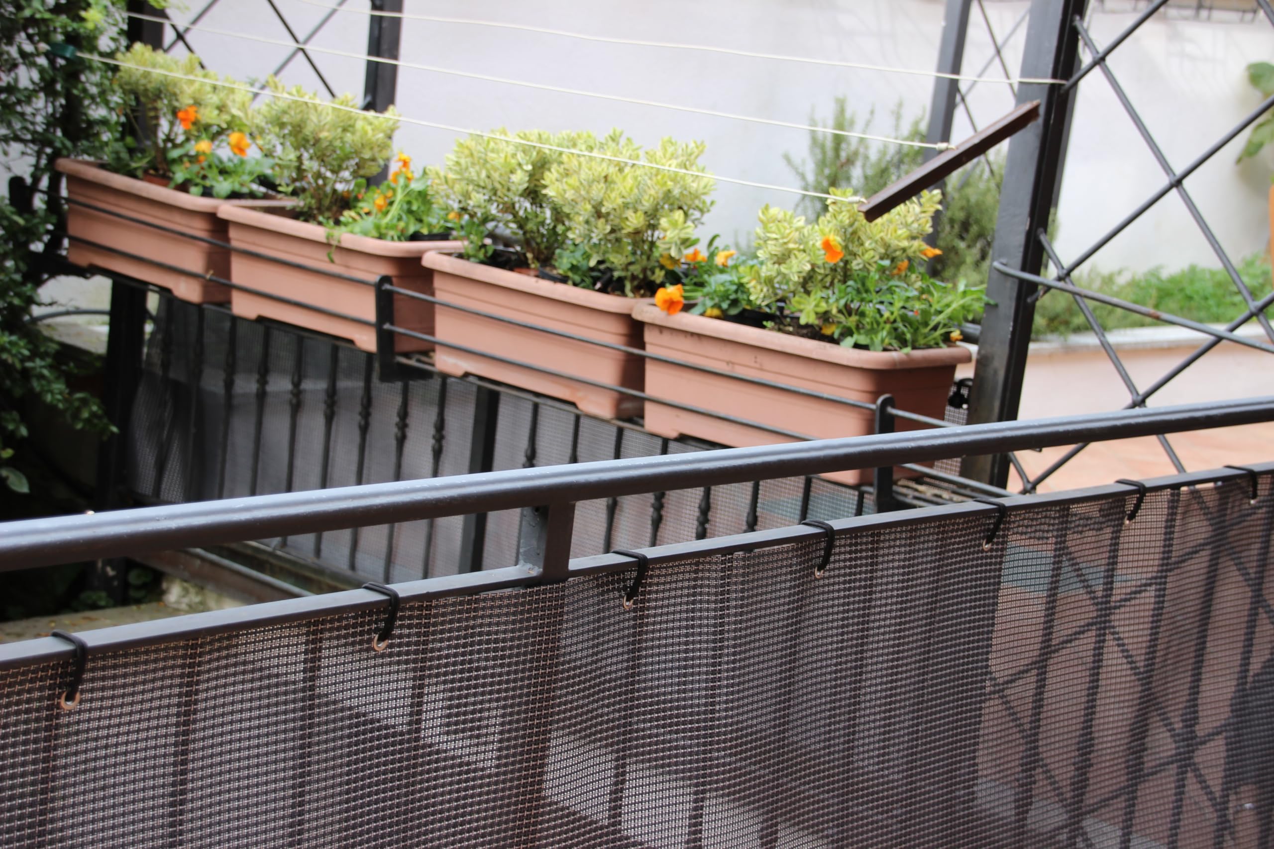 Telo frangivista decorativo grigio pesante alta qualità con occhielli, rotolo 5 m per balcone e giardino – FENCESHOP - H. 150 cm