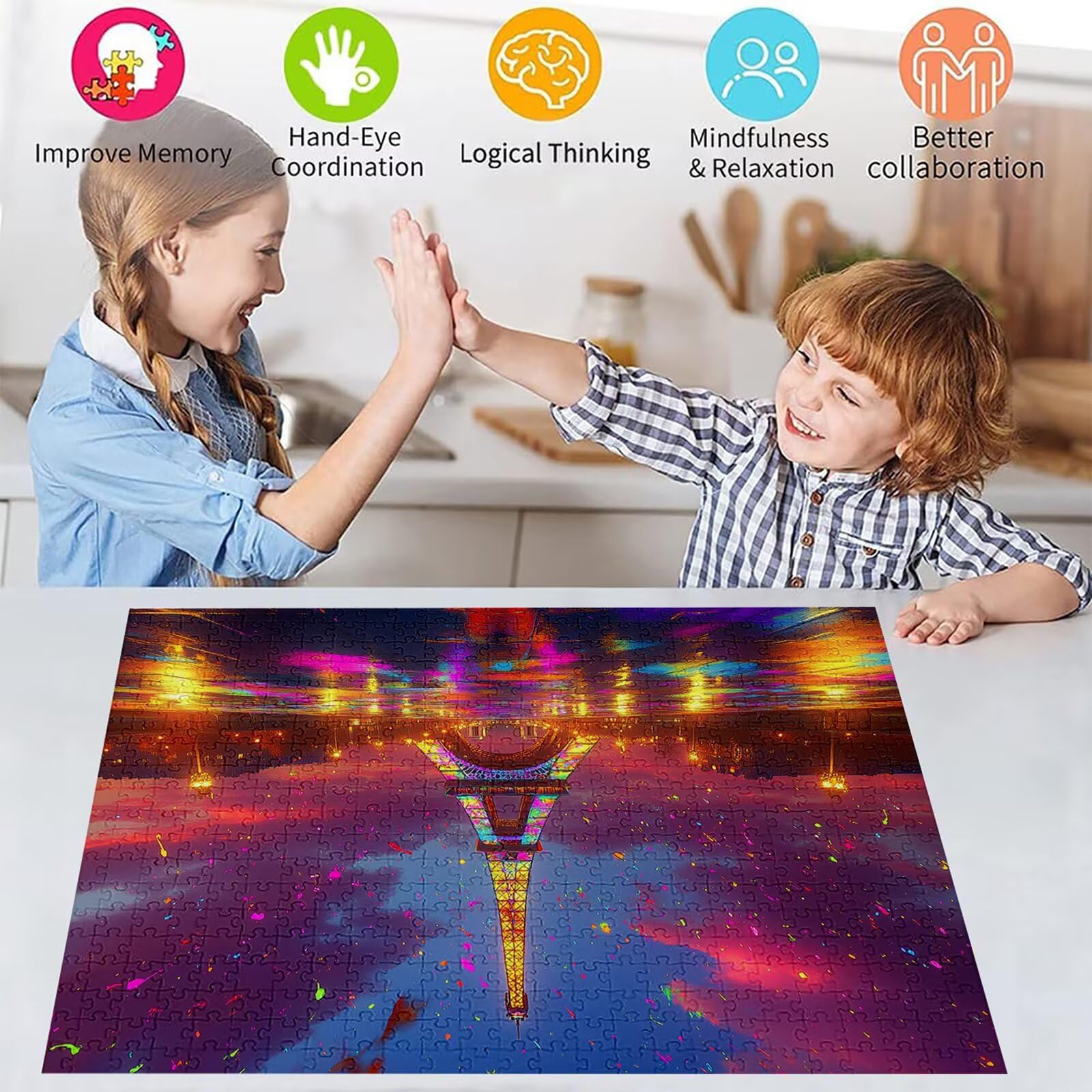 Puzzle 4000 elementów puzzle miasto dla dorosłych krajobraz 141x87cm Unikalne rzemiosło klasyczne 3D drewniana układanka do rodzinnych gier aktywnych, układanka zrób to sam do dekoracji ścian domu