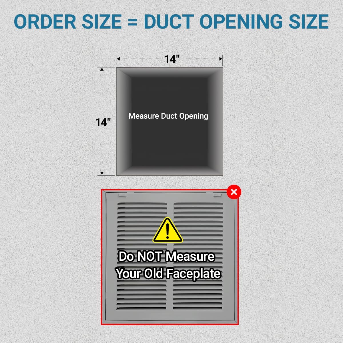 Hoovate 14 x 14 Inch (Duct Opening) Return Air Filter Grille for 1 Inch Filters, HVAC Vent Cover for Wall & Ceiling, Powder-Coated Steel with Removable Door 14"W x 14"H (Duct Opening)