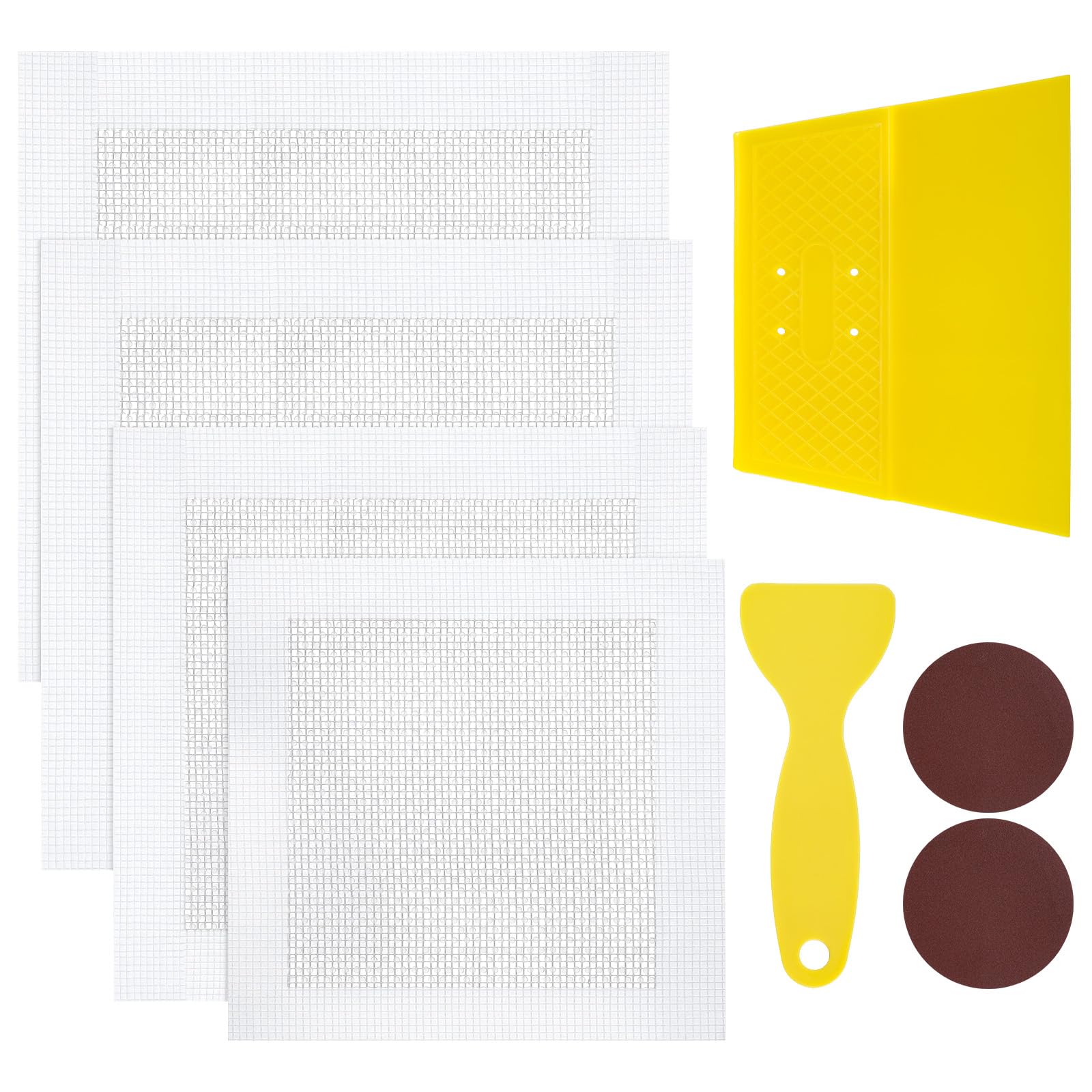 8pack Aluminum Wall Repair Patch Kit with Scrapers & Sandpapers for Large Holes, 6/8/12/12 Inch Drywall Patch Kit, Heavy Duty Self-Adhesive Mesh Sheetrock Repair Kit for Large Holes Wall Ceiling Tools