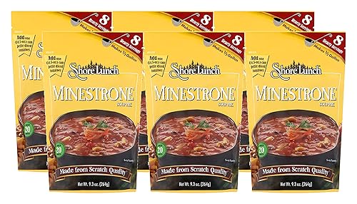 Shore Lunch Mezcla de sopa, mezcla de sopa Minestrone, hecha con verduras y pasta con condimento, 8 porciones abundantes por bolsa y hace ½ galón de
