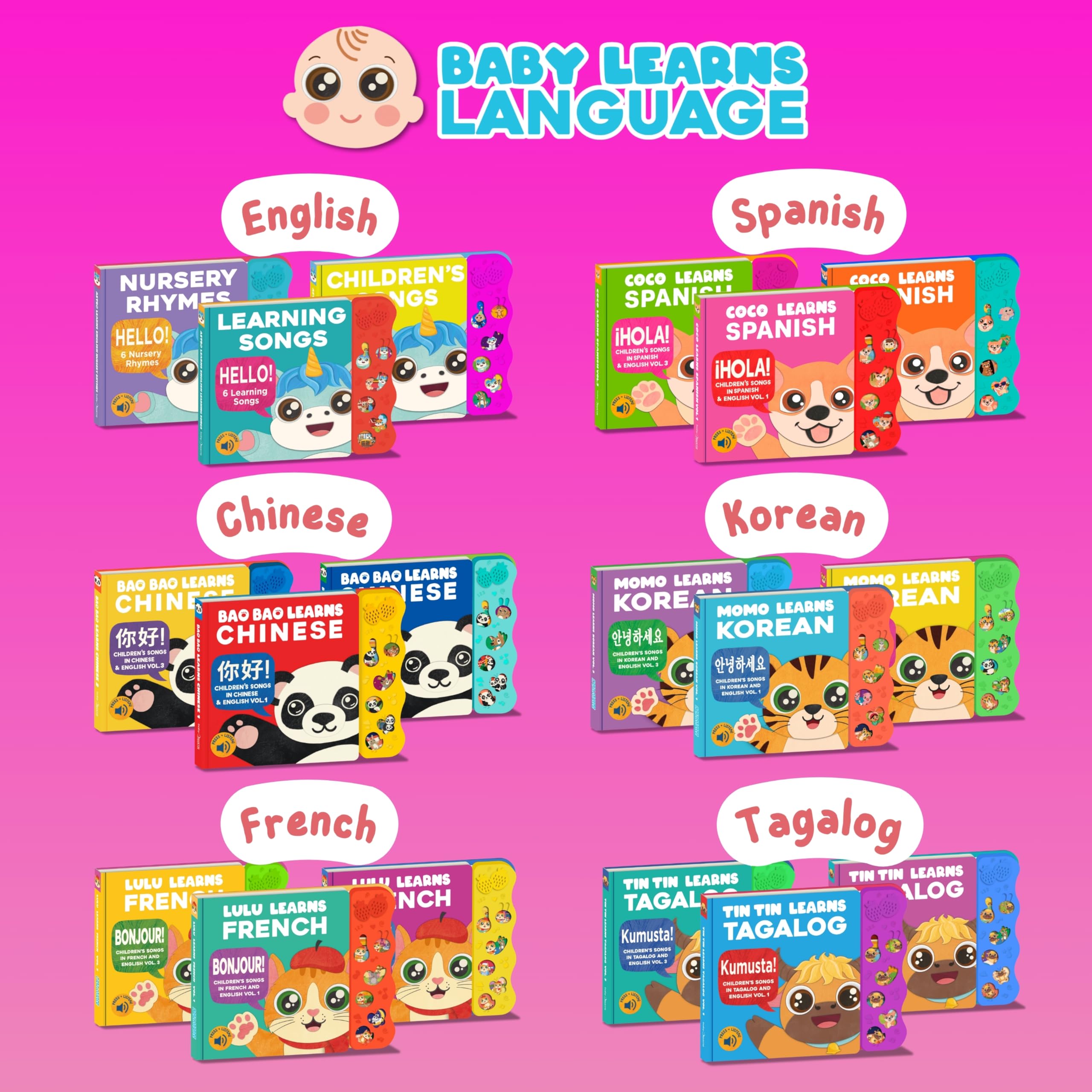 Coco Learns Spanish | Hiszpańska książka muzyczna i dwujęzyczna zabawka dla małych i niemowląt; Libros en Español para Niños; Hiszpańska książka dla niemowląt i książka dla dzieci; Nauka hiszpańskiego