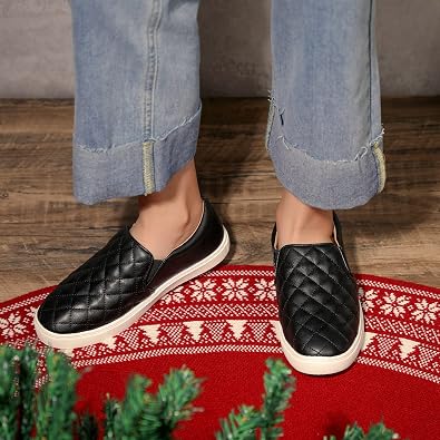 STQ Slip On Shoes for Women Quilted Fashion Sneakers