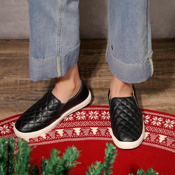 STQ Slip On Shoes for Women Quilted Fashion Sneakers
