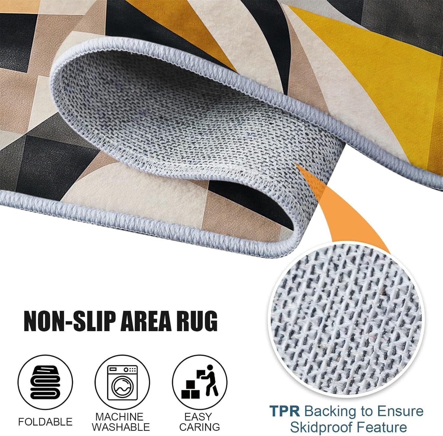Grey Yellow Black Brown White Geometry Rug for Living Room Bedroom Diningroom Luxury Art Decor Home Office Guestroom Floor Carpet Indoor Outdoor Rug Mat Abstract Design Carpet 2 x 3 ft