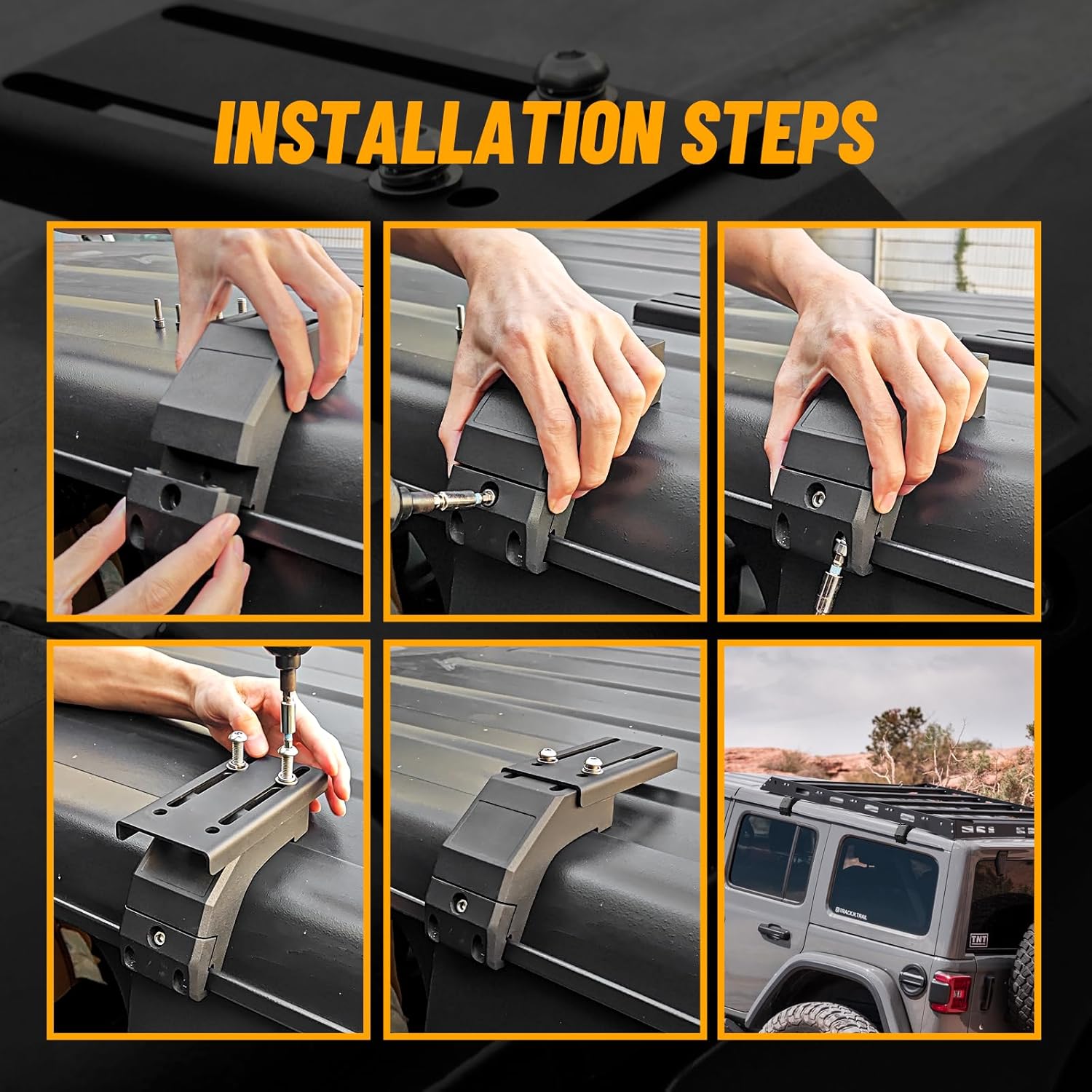 Roof Rack Mounting Brackets for 2018-2024 Jeep Wrangler JL and 2020-2024 Gladiator JT, Gutter Mount Roof Rack Compatible with Most Roof Racks, 2pcs