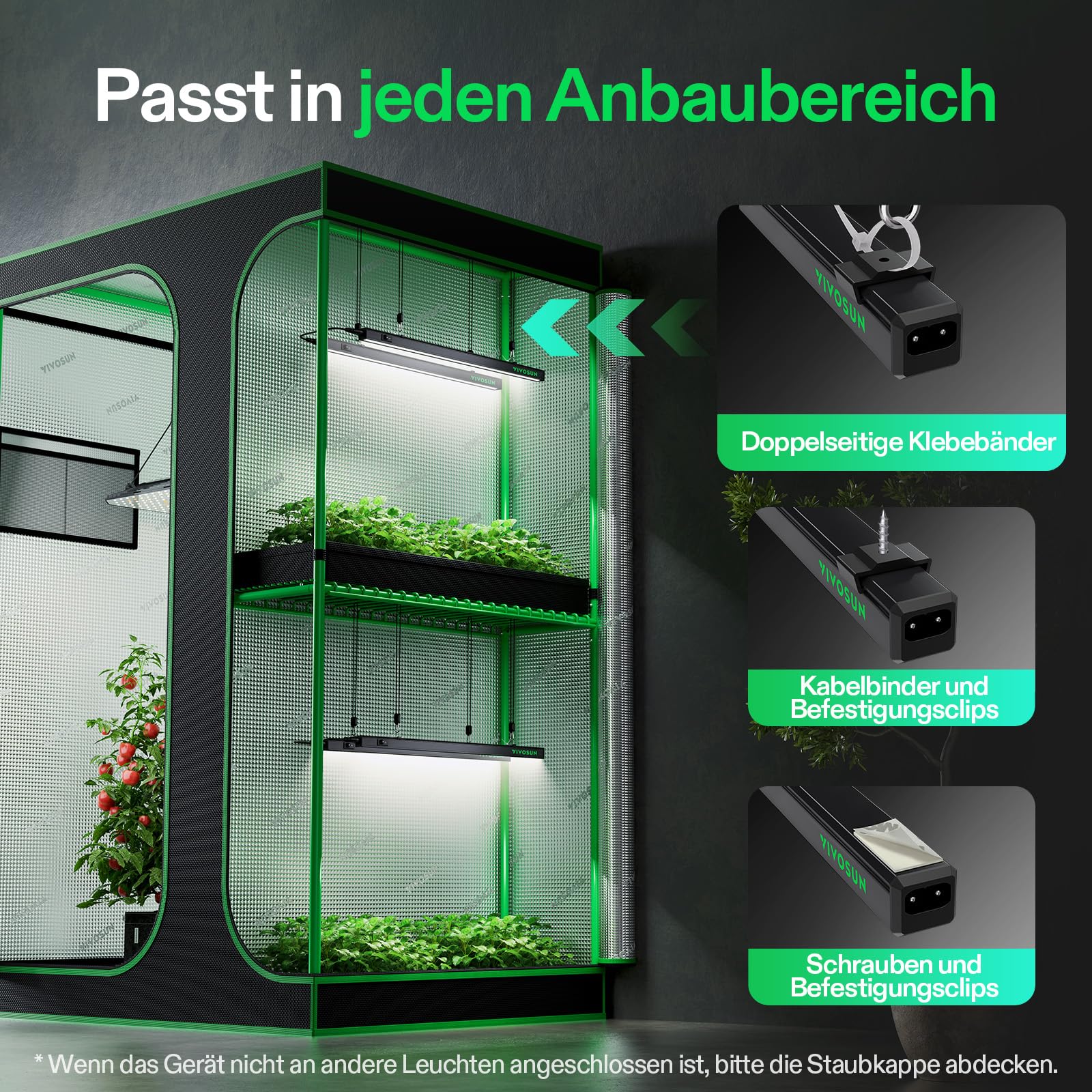 VIVOSUN lámpara LED T5 60 cm para plantas, 5000K espectro completo, 60W (4x15W) con temporizador y regulador, luz para germinación, hidroponía e interior, compatible SGS, ampliable, set de 4