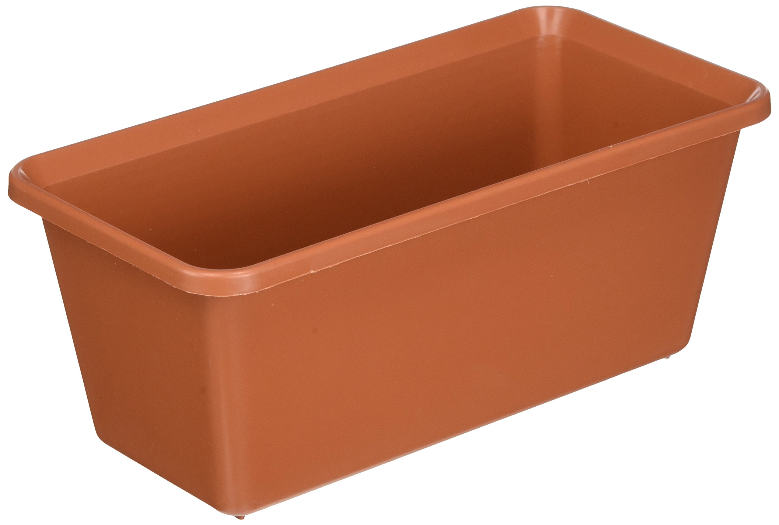 Plastkon Small 20 cm Flower Box with Saucer, Terracotta/Brown