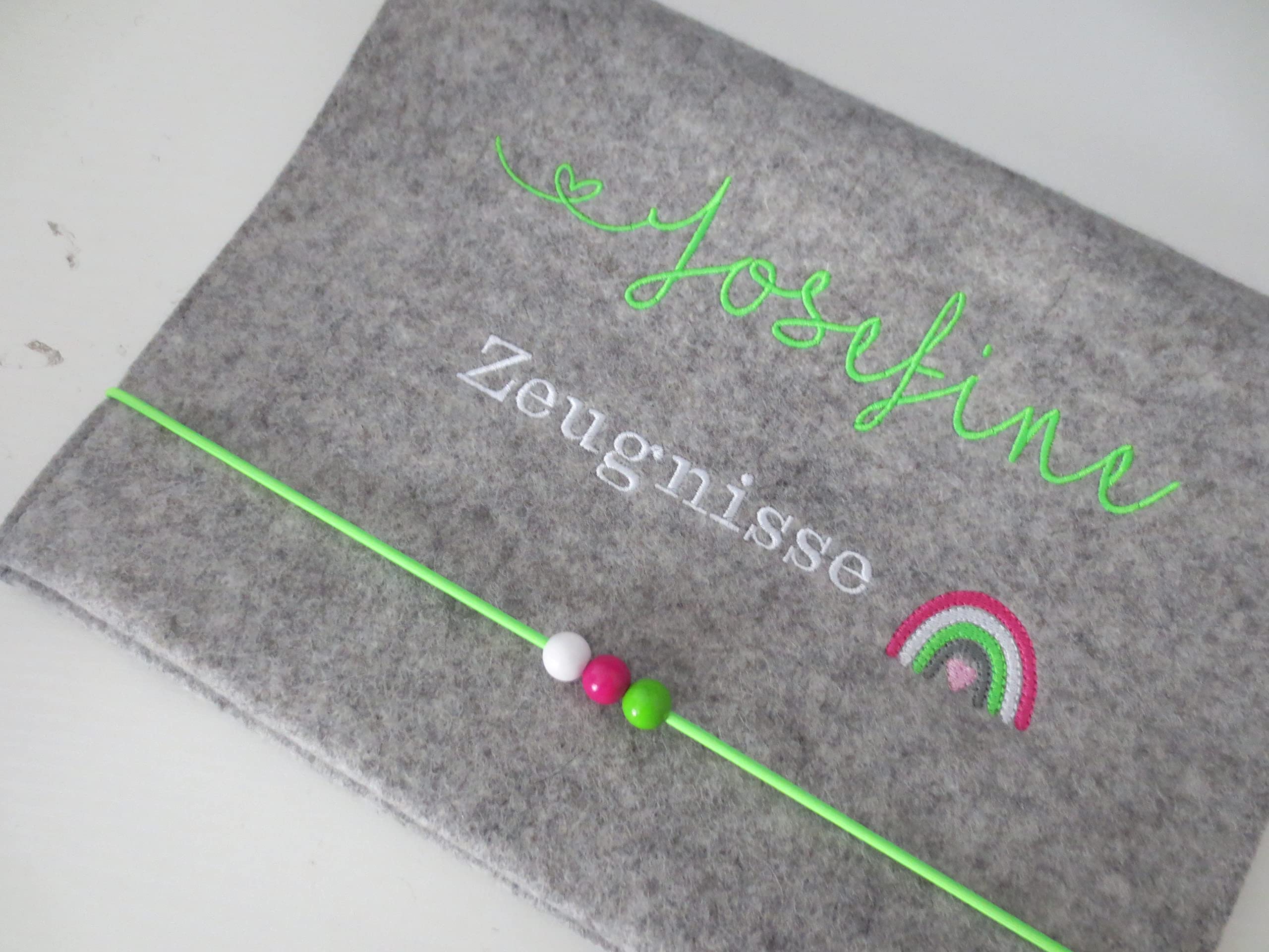 Zeugnismappe Wollfilz Mappe Zeugnisse DIN A4 Grundschule Schule"Regenbogen"
