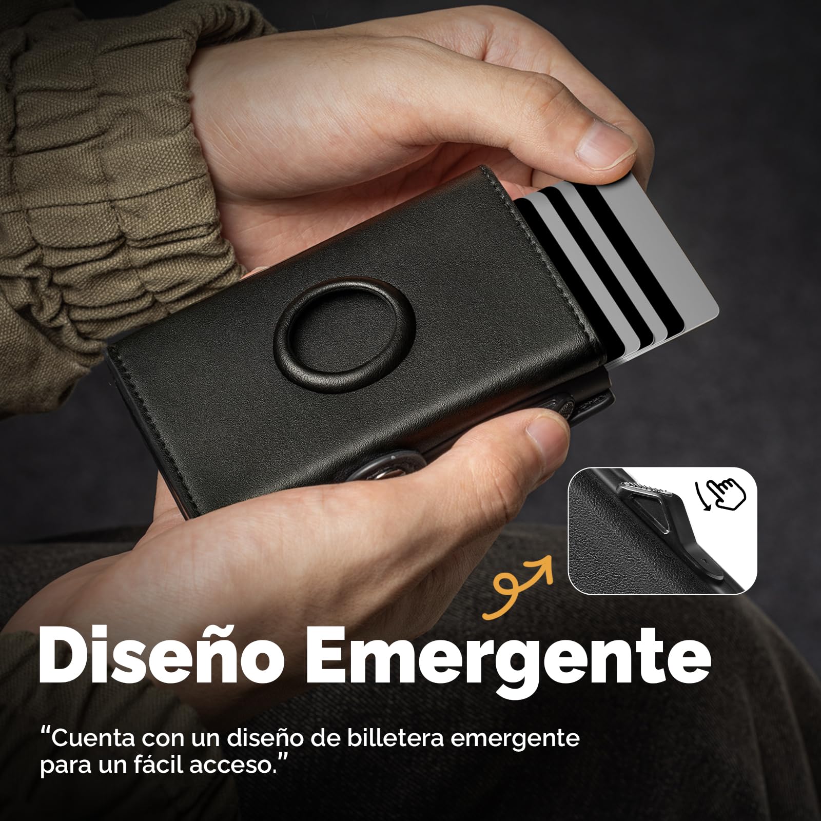 Cartera para Hombre, Cartera RFID Smart Wallet for Men, Compact Monedero para Hombre para 12 Tarjetas, Monedero con Compartimento para Monedas y ID Ventana