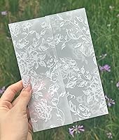Puremigo 50 Pack Pre-Folded White Floral Vellum Jackets for 5x7 Wedding Invitations - 115GSM Translucent Wraps