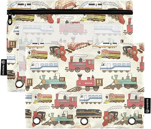 Carpeta infantil de tren, moderna, vintage, resistente para carpetas de 3 anillas, funda de suministros de escritorio de oficina, soporte para