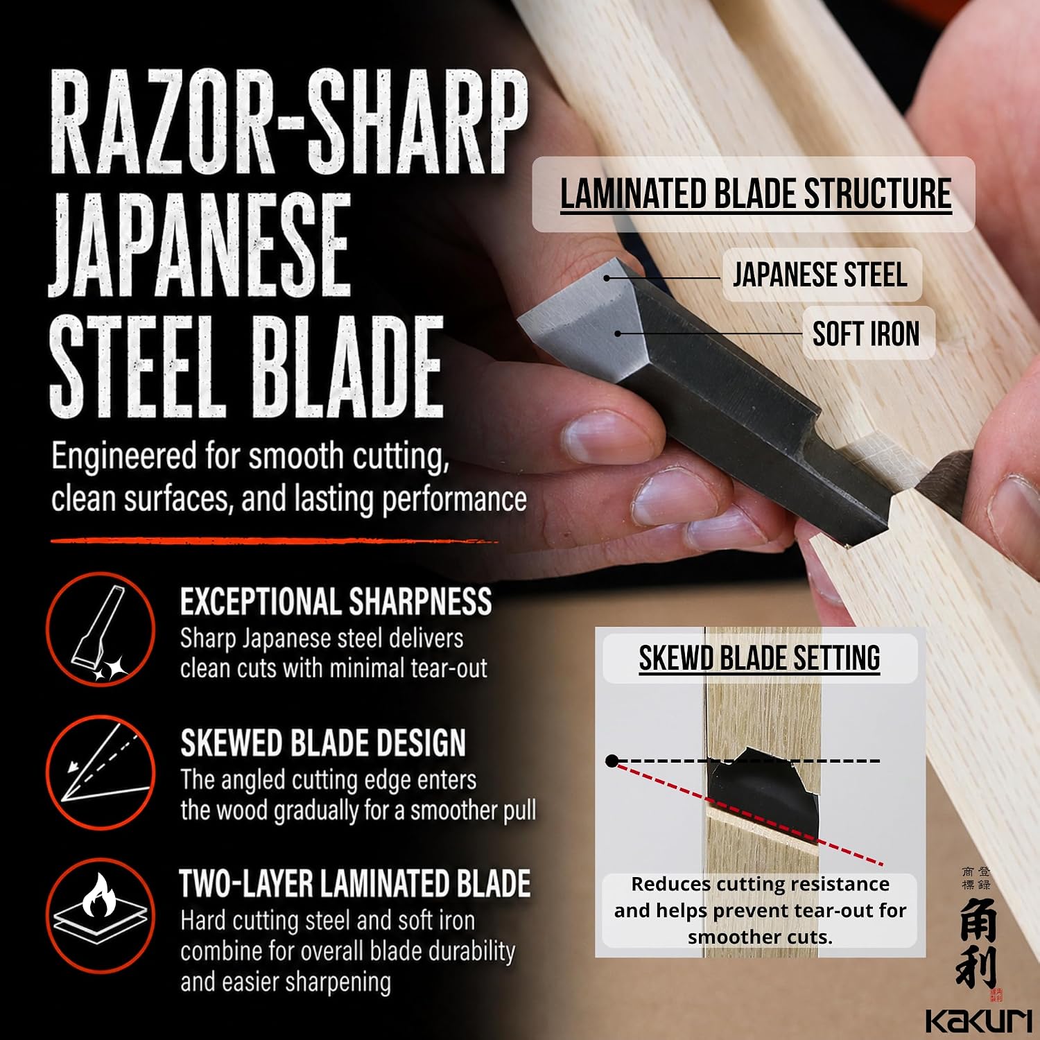 KAKURI Japanese Router Plane 21mm - Handheld Grooving and Rabbet Hand Plane | Manual Woodworking Planer for Dados, Shoulders, Dovetail Cleanup, Edge Recesses, and Joinery – Made in Japan