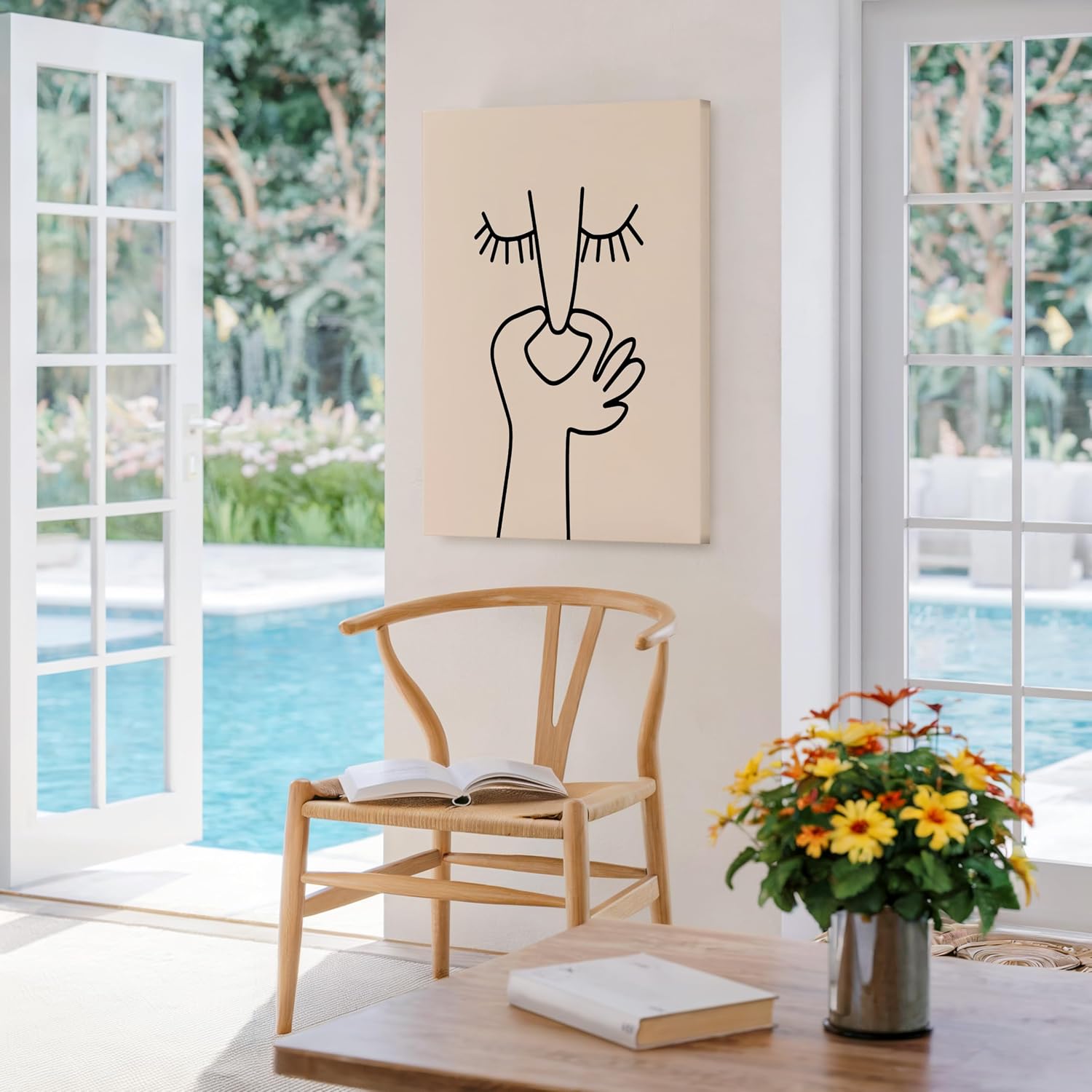 Poster Master Hold Your Nose Anything Goes Canvas - Line Drawing Print - Funny Bathroom Art - Powder Room Wall Design - Humorous Art - Minimal Restroom Decor - 8x10 STRETCHED Canvas