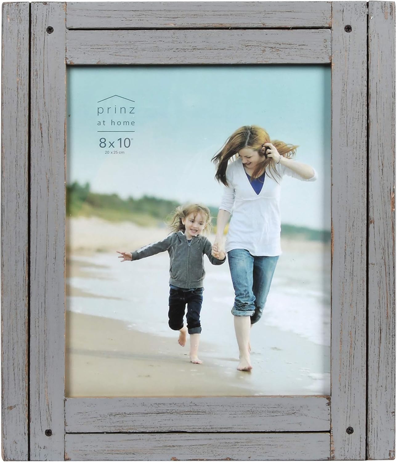 Prinz Homestead Dark Walnut 3-Opening Collage Picture Frame 4x6 Photos - Distressed Wood Two-Way Easel Wall Tabletop Display