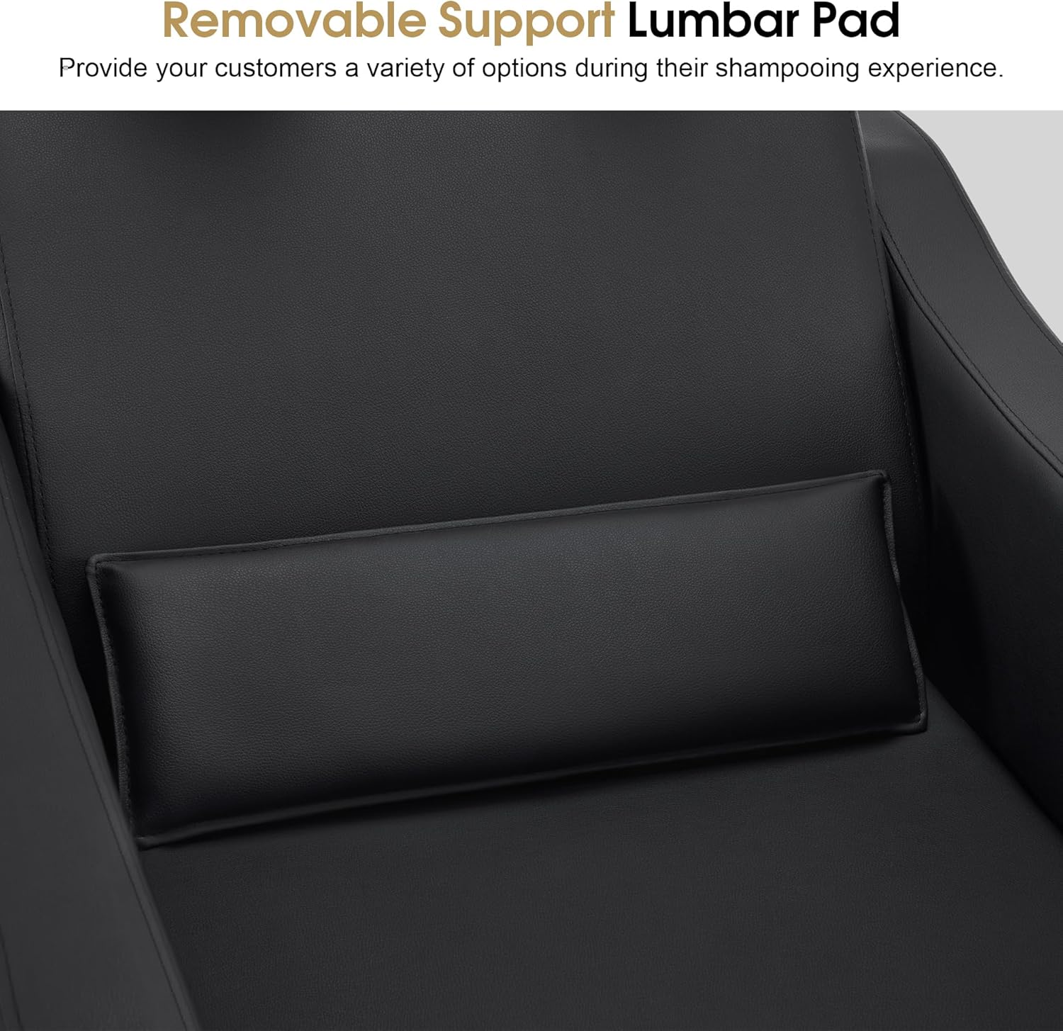 BarberPub Backwash Shampoo Station Chair, Adjustable Porcelain Ceramic Hair Wash Bowl with Chair, Shampoo Station for Barber Shop, Spa Beauty Salon Equipment 9364 (Black)