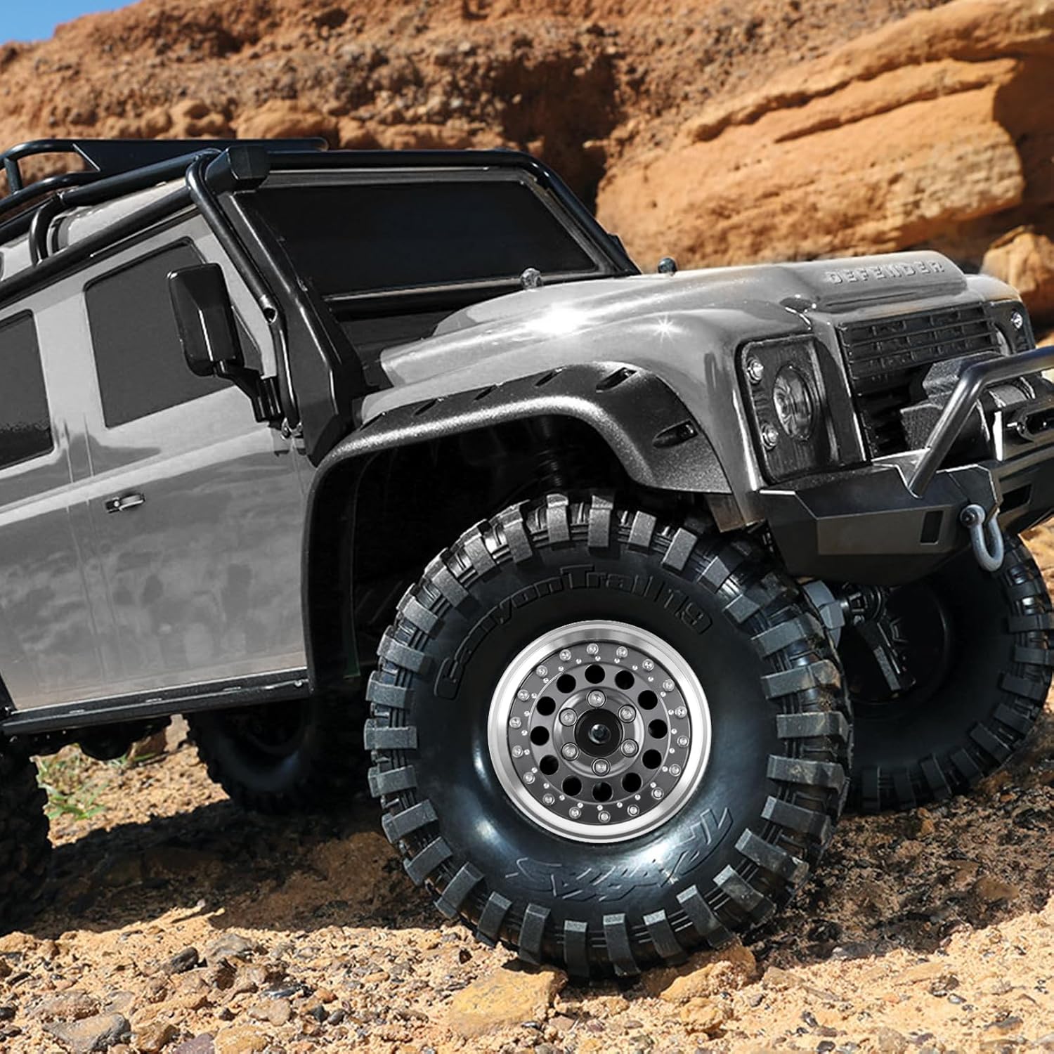 RC 1.9″ Beadlock Wheels, Aluminum Alloy Adjustable Negative Offset Rims for 1/10 RC Crawlers SCX10 TRX4 TRX6 VS4-10 GEN7 GEN8 RC4WD D90 Upgrade Parts, 4PCS