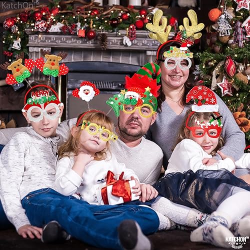 Miniatura 8 de KatchOn, Juego de diademas y lentes de Navidad, paquete de 12, accesorios para fiestas de Navidad, accesorios para el cabello de Navidad, diadema de