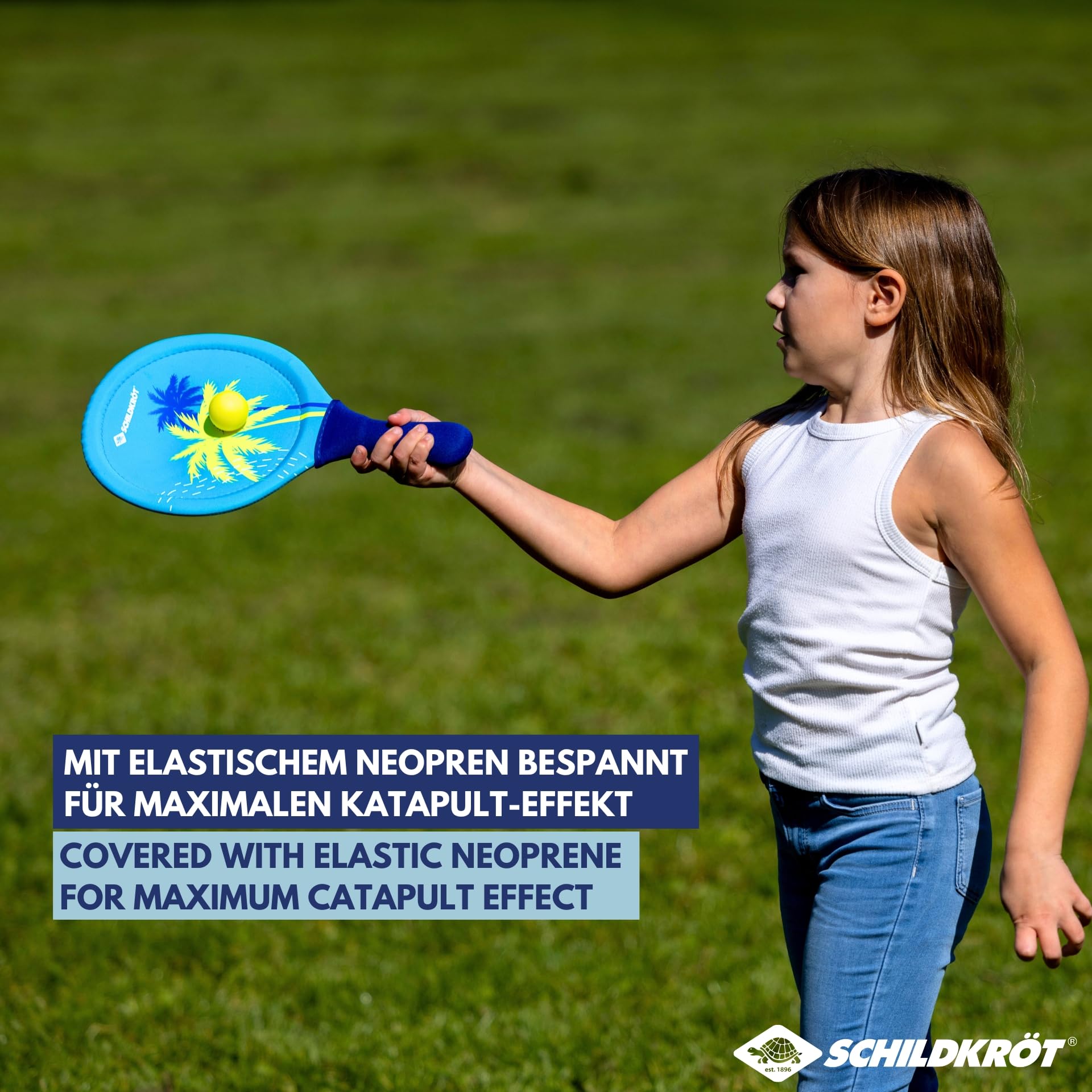 Schildkröt Zestaw neoprenowy Beachball, 2 rakiety, 2 piłki, w torbie siatkowej, wspaniały odbicie i bounce, gra na plaży i w ogrodzie dla całej rodziny, 970158, wielokolorowy