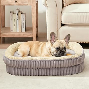 Orthopedic Dog Bed for Medium Dogs Breeds, High Density Egg Crate Foam Dog Sofa Beds,Oval Kennel Bed, Pet Couch Bed with Four Sided Bolster, Removable Washable Cover& Non-Slip Bottom