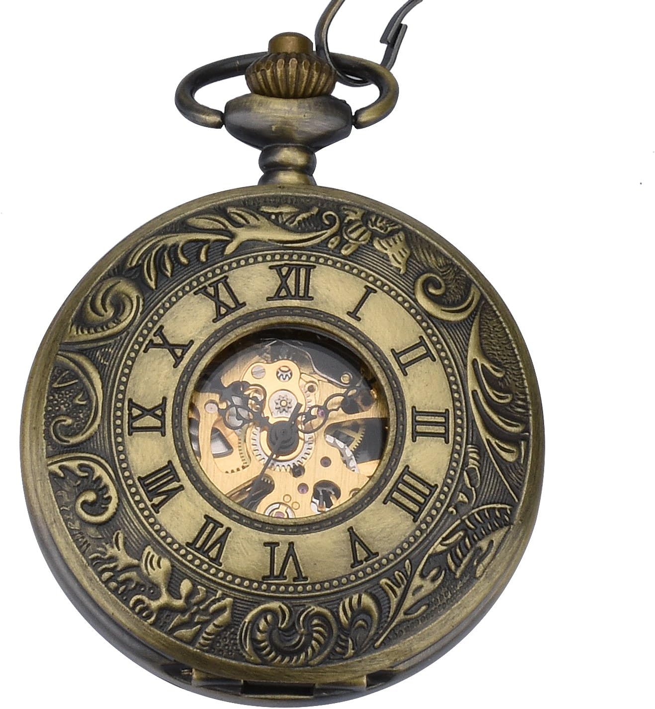 SIBOSUN Steampunk Scheletro Meccanico Nero Fob Retro Orologio da