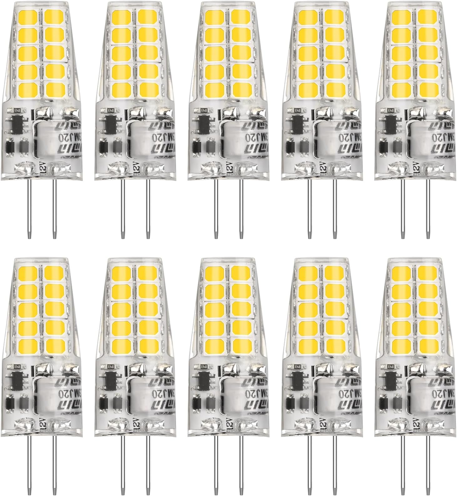 BAOMING G4 LED Bulb 12V JC Type 20W/35W T3 G4 Halogen Replacement 6000K Daylight White 400LM No Flicker G4 Bi-Pin Base Chandelier/Landscape/Microwave Lighting (10-Pack)