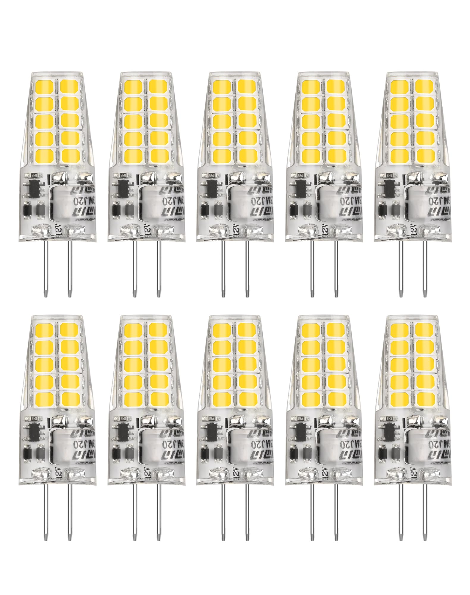 BAOMING G4 LED Bulb 12V JC Type 20W/35W T3 G4 Halogen Replacement 6000K Daylight White 400LM No Flicker G4 Bi-Pin Base Chandelier/Landscape/Microwave Lighting (10-Pack)