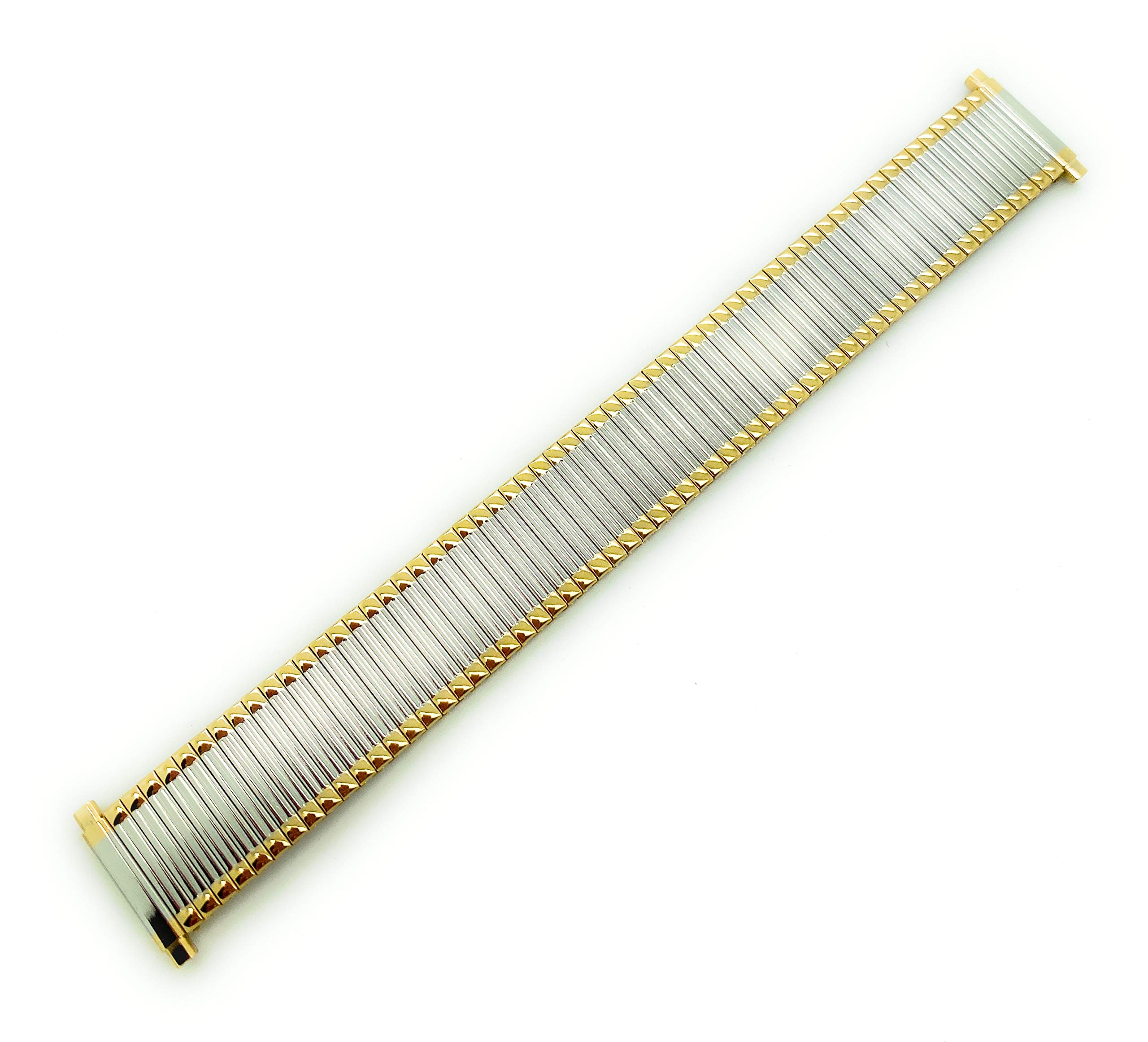 17mm up to 21mm Thin Stainless Steel Stretch Expansion Watch Band (Two Tone)