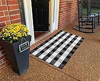 Vista 24 de Levinis - Alfombras de pasillo de cocina - Negras y blancas, cojín de sofá de celosía retro y alfombra de área - Alfombras lavables, tejidas a mano