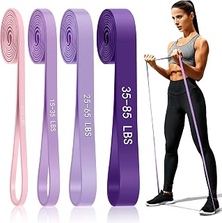 4-Level Resistance Bands for Working Out, Pull Up Assistance Bands | 5-85 LBS Resistance, Fitness, Full-Body Training, Physical Therapy & Stretch Workout, for Men, Women, Home, Outdoor, Gym Use