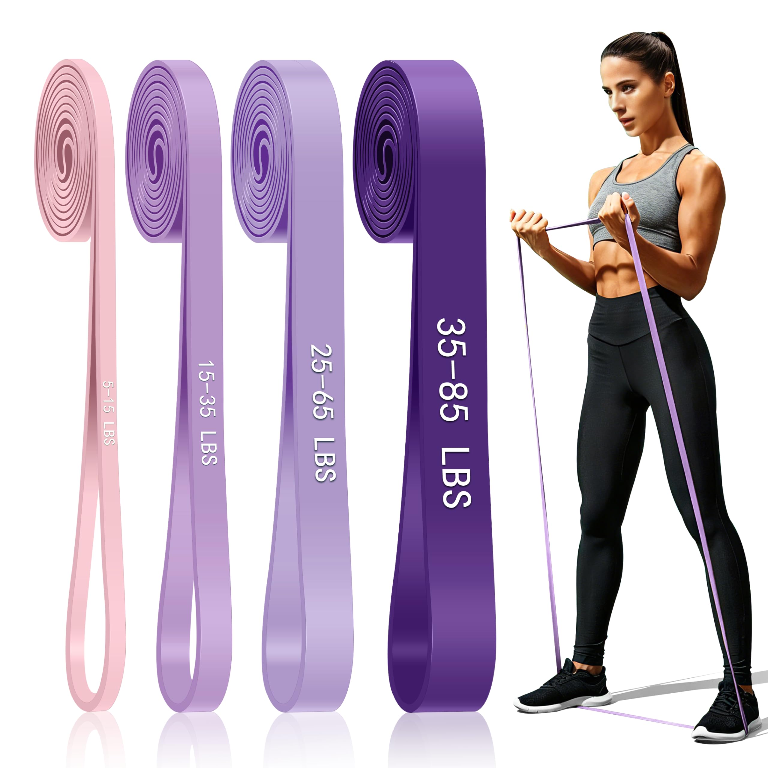 Photo 1 of 4 Level Resistance Bands, Exercise Bands for Working Out, Pull Up Assist