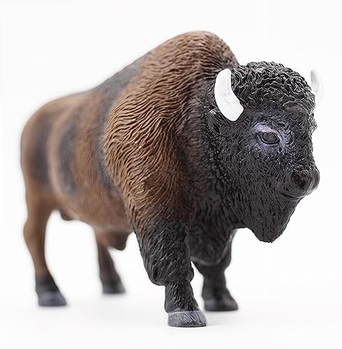 Gemini&Genius Figura de bisonte norteamericano, figura de acción de toro, juguete de juego de vida silvestre para niños, pintado a mano, juguetes