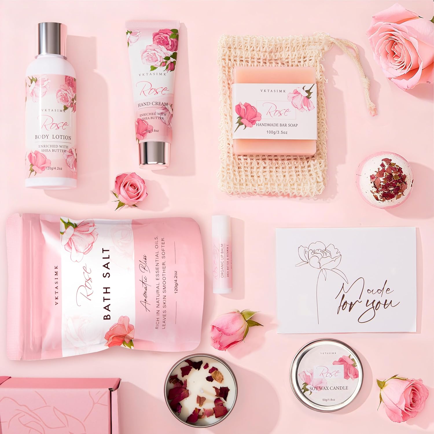 Gifts for Women, Birthday Gifts for Women, Bath and Body Gift Basket Mothers Day Gifts, Rose Home Spa Set Self Care Gift, Thank You for Mom Sister Her Teacher Friends Friendship - Image 2