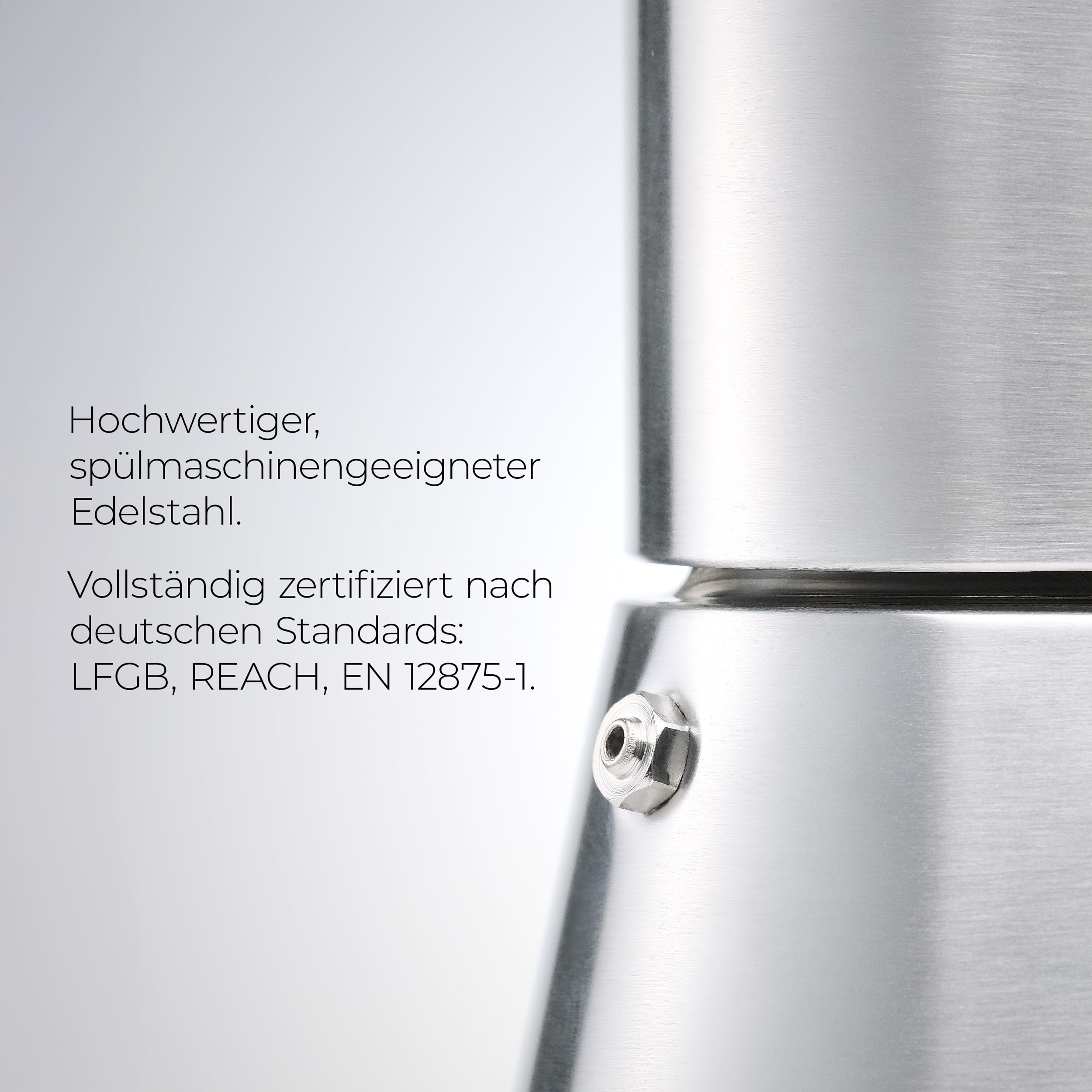 NEVO Espressokocher Induktion Edelstahl | 6 Tassen (300ml), BPA-frei & Nachhaltig | Für alle Herdarten & Camping, Spülmaschinengeeignet | Premium-Set Mokkakanne – Stilvoll für echte Kaffeeliebhaber