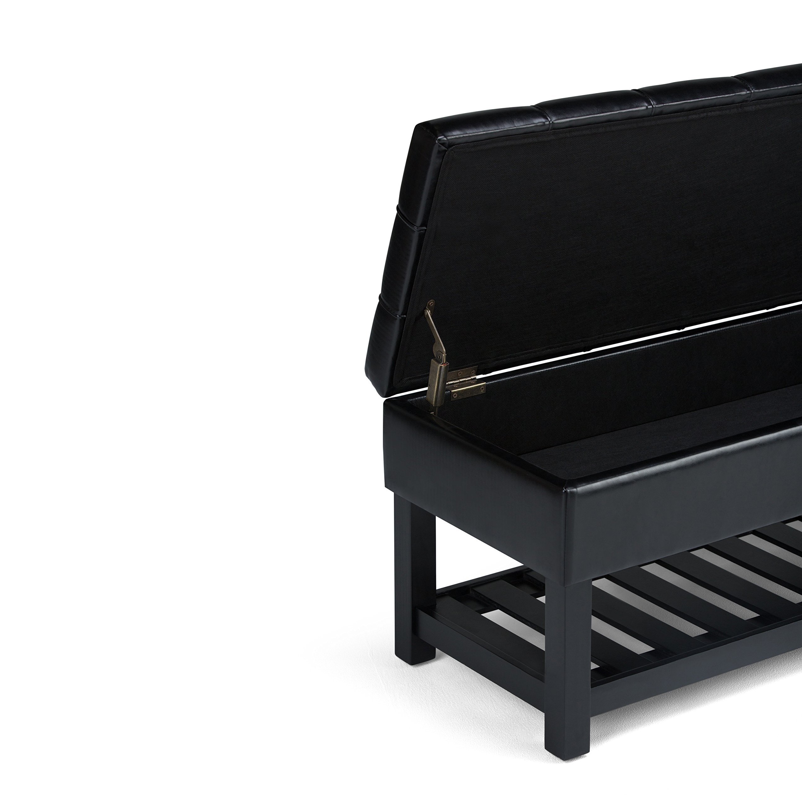 SIMPLIHOME Saxon 44 inch Wide Rectangle Storage Ottoman Bench with Open