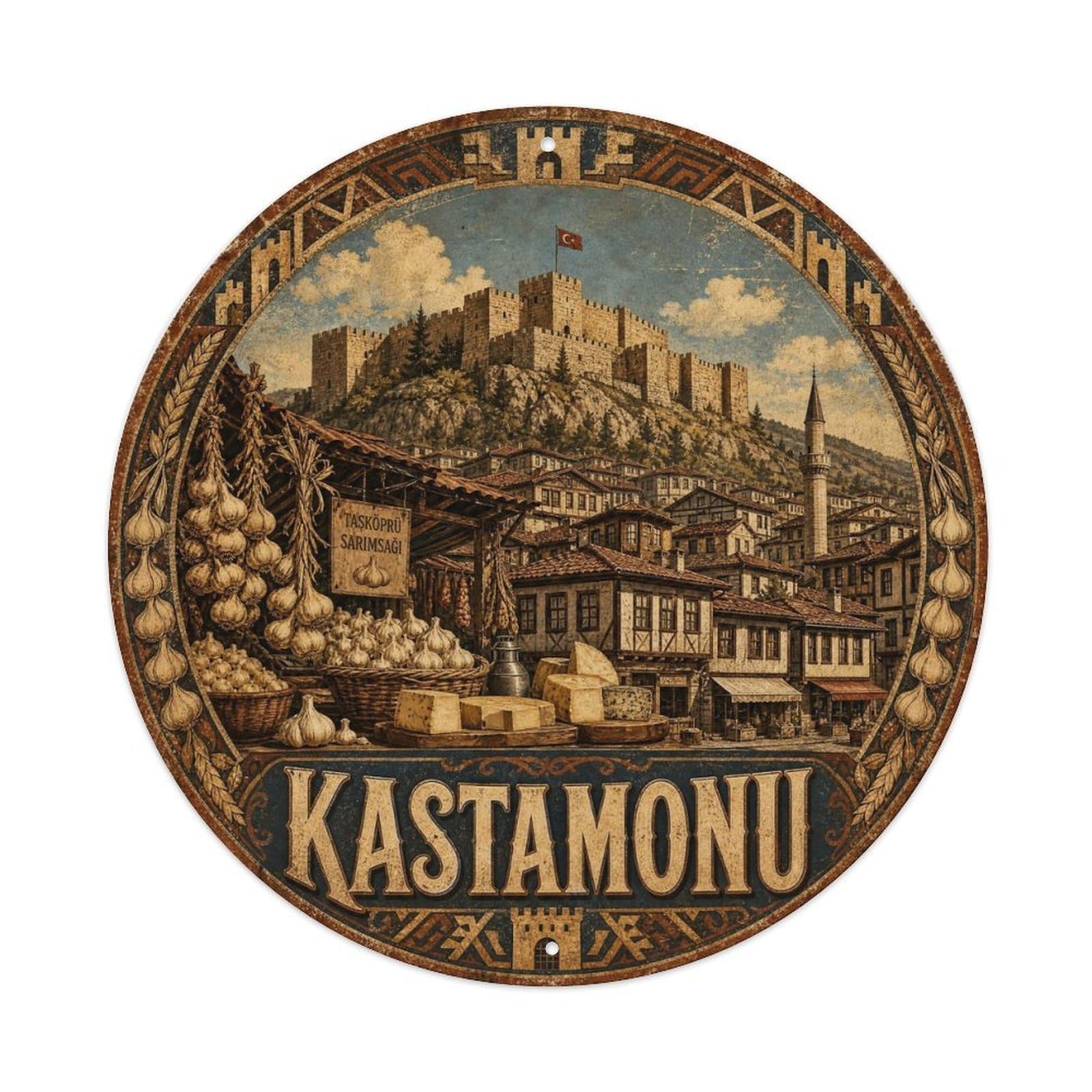 Kastamonu Turkey Travel Heritage Rustic Vintage Metal Tin Sign