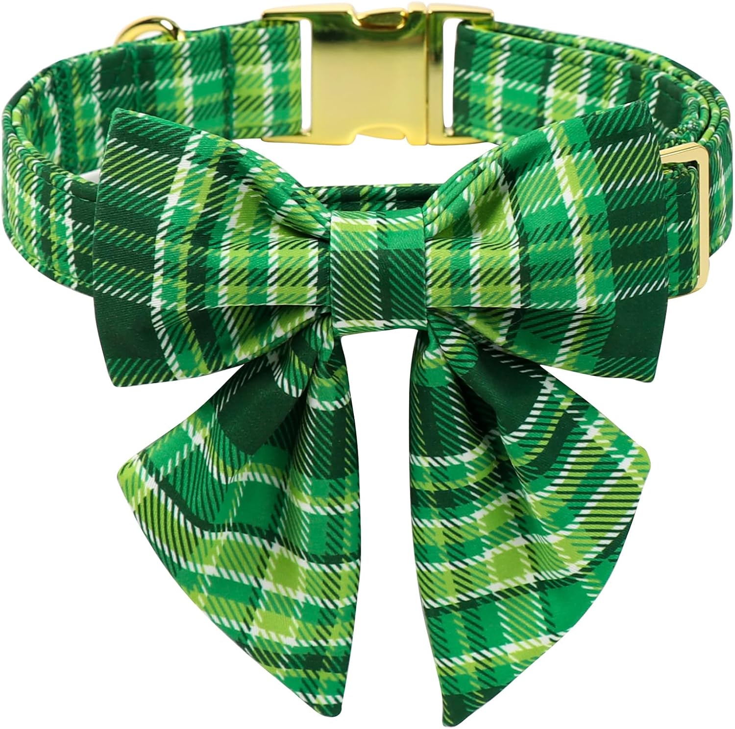 Fall Tartan Plaid Dog Collar with Fancy Bow Tie for Medium Dogs