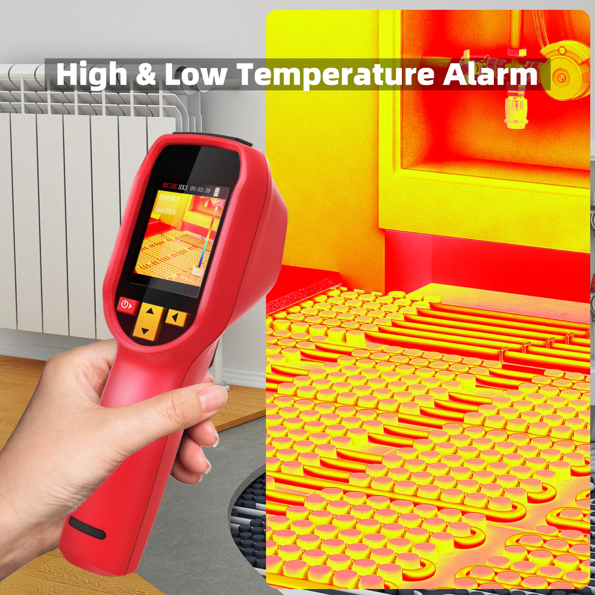 BSIDE HX1 Termocamera Infrarossi Alta Risoluzione 240 x 240 Termocamera Portatile con Frequenza di Aggiornamento 25Hz 15 Palette Colori -4°F a 1022°F per Casa Perdite Acqua Tubi Elettronica