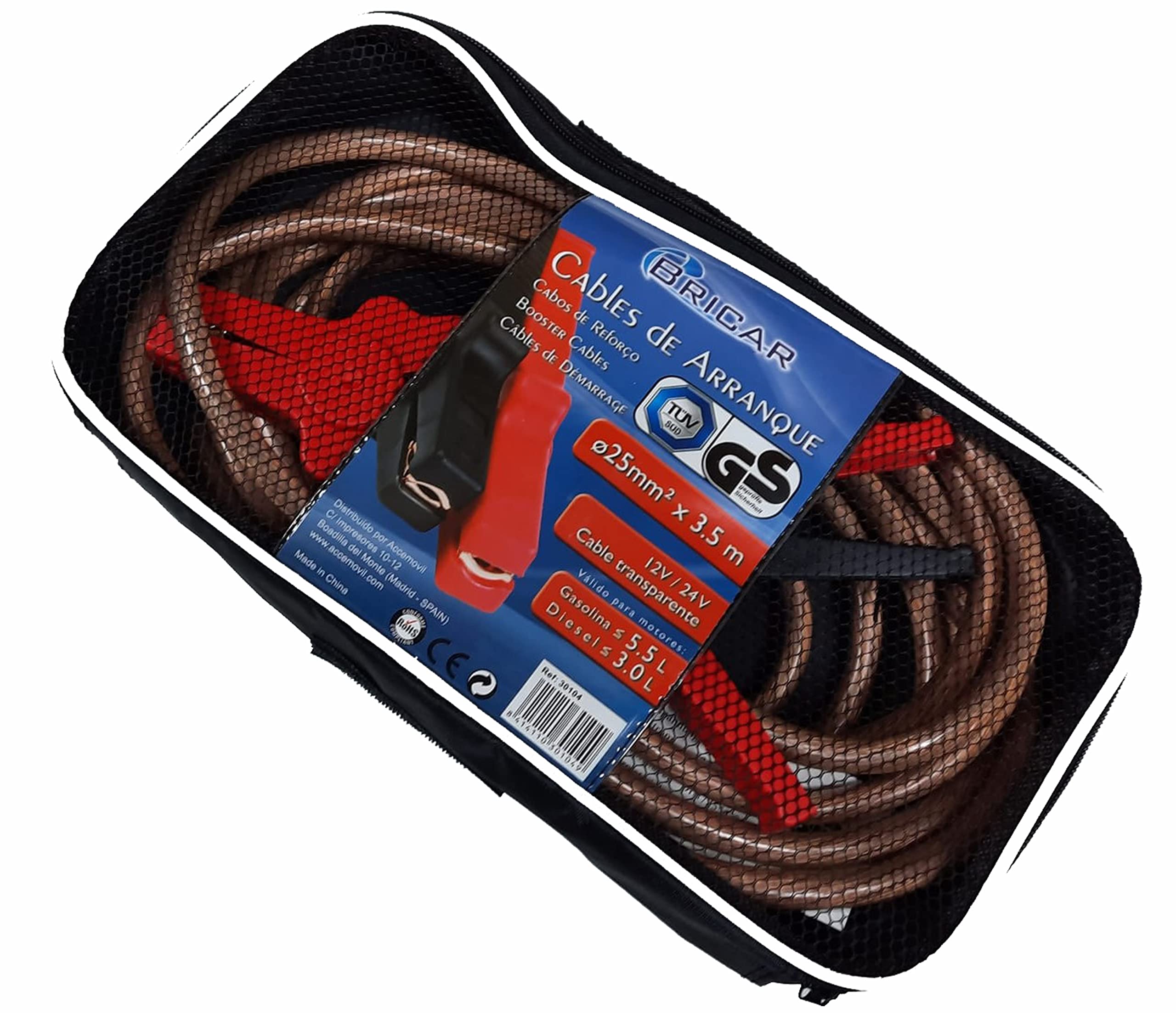 Cavi Di Avviamento Herth+Bus 25 Mm² 3,5m - 350A, Per Auto E Moto, Con Borsa, DIN 72553