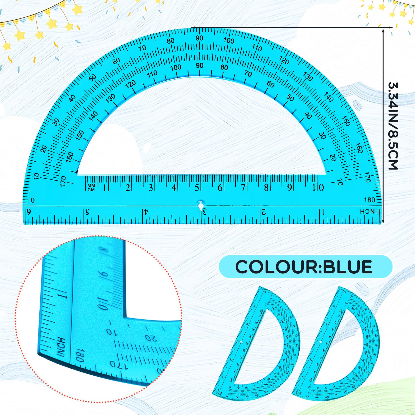 Snapklik.com : EBOOT Plastic Protractor Math Protractors 180 Degrees, 6 ...