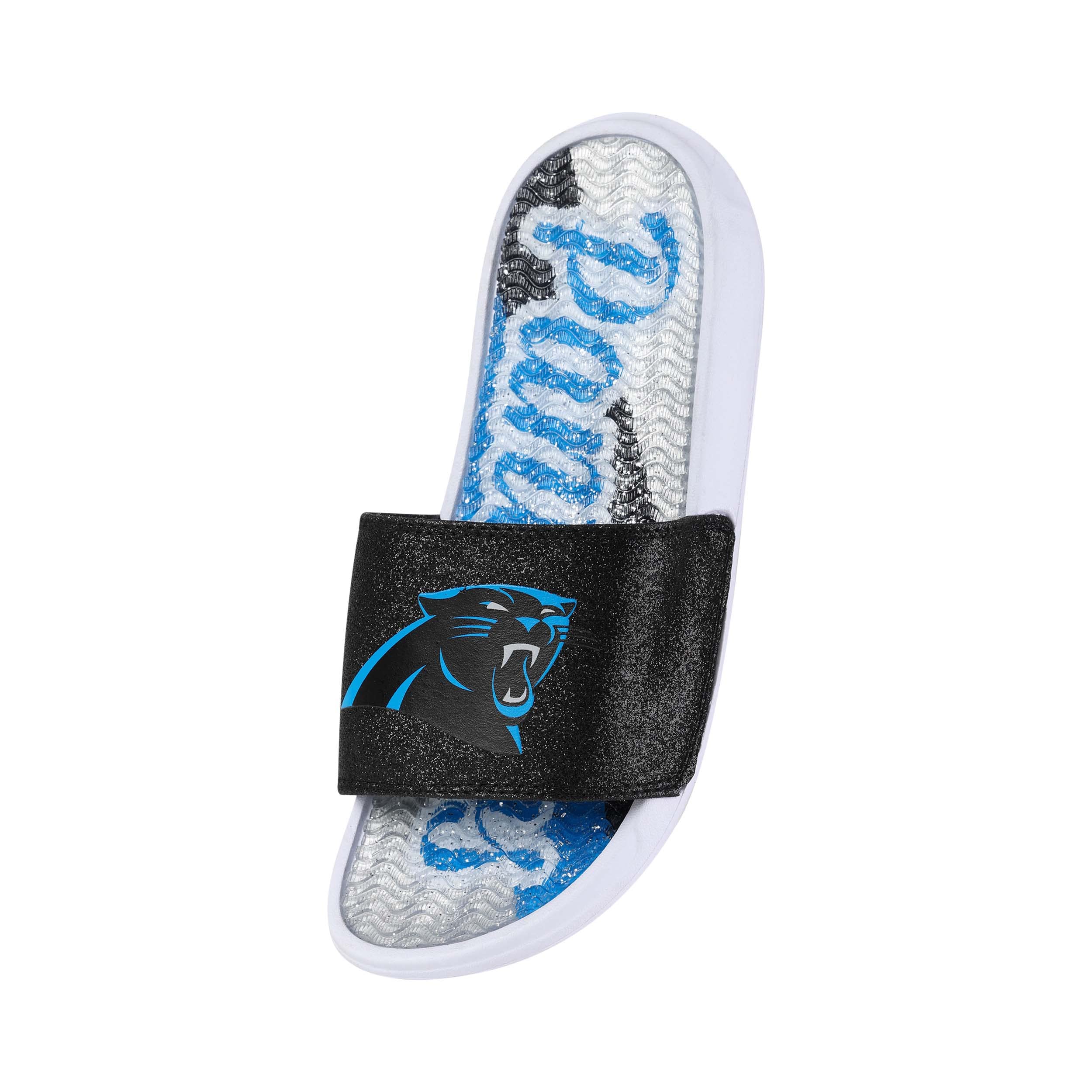 FOCO Carolina Panthers NFL Womens Glitter Gel Slide - M