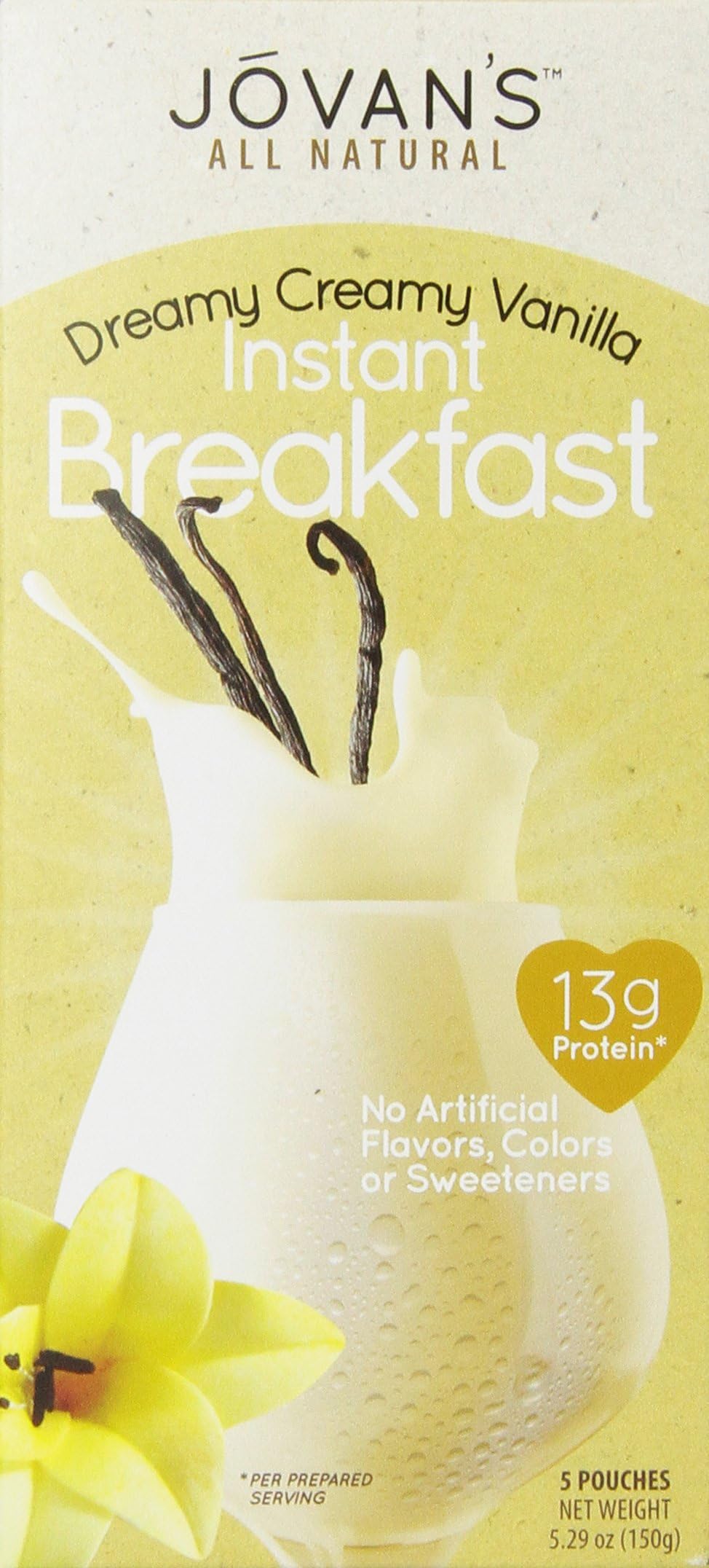 Jovan's All Natural Instant Breakfast, Vanilla Cream, 5.29 Ounce