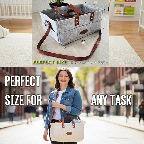 Miniatura 3 de Organizador de pañales de fieltro, canasta portátil para guardería, organizador para almacenamiento de cosas de bebé, regalo imprescindible