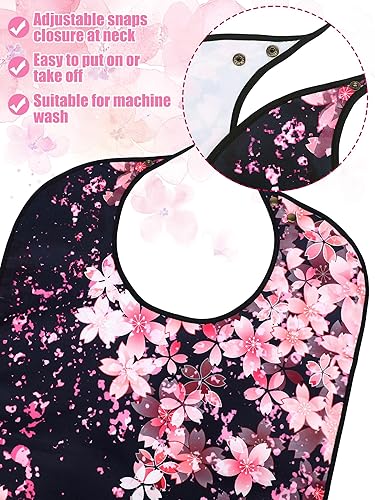 Miniatura 3 de Eurzom Paquete de 6 baberos para adultos para mujeres y hombres mayores, baberos reutilizables para adultos para comer con recogedor de migas